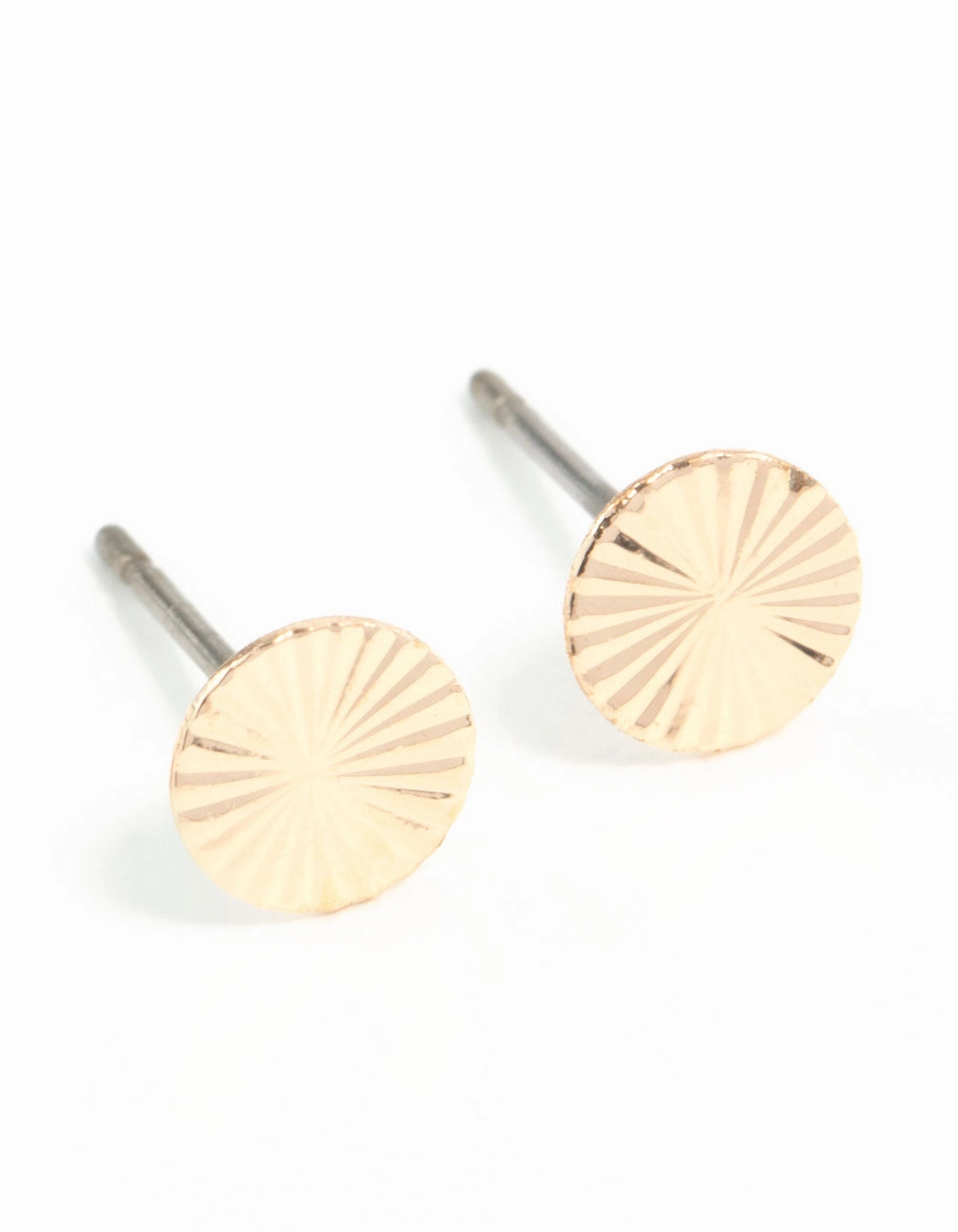 Gold Textured Wheel Stud Earrings Quick Style Minimal Design