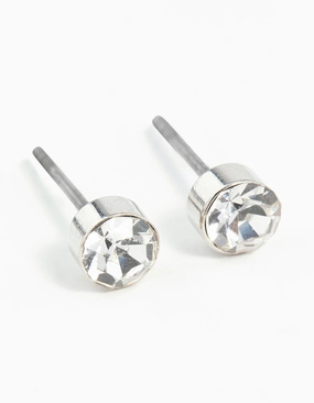 Sparkling Pieces Silver Diamante Stud Earrings 2MM