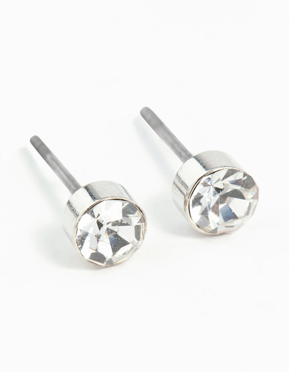 Sparkling Pieces Silver Diamante Stud Earrings 2MM