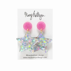 Polished Style Elegant Statement Pink Rockefeller Star Earrings