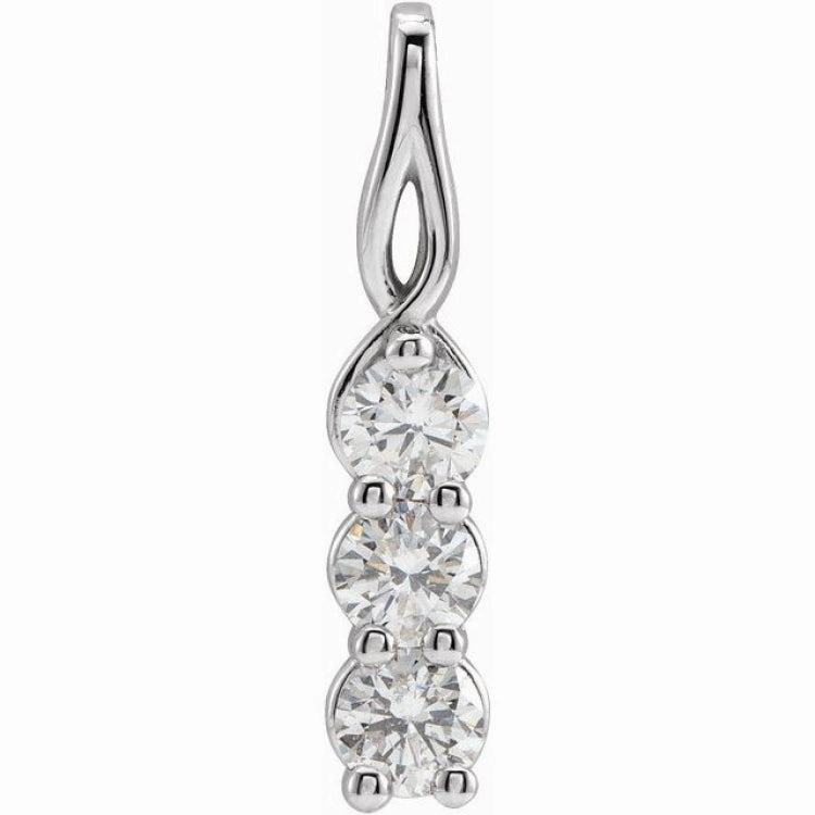 14K White 3/4 CTW Lab-Grown Diamond Three-Stone Pendant Sweet Memory Elegant accessory