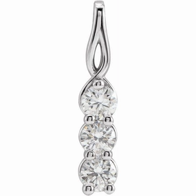 14K White 3/4 CTW Lab-Grown Diamond Three-Stone Pendant Sweet Memory Elegant accessory
