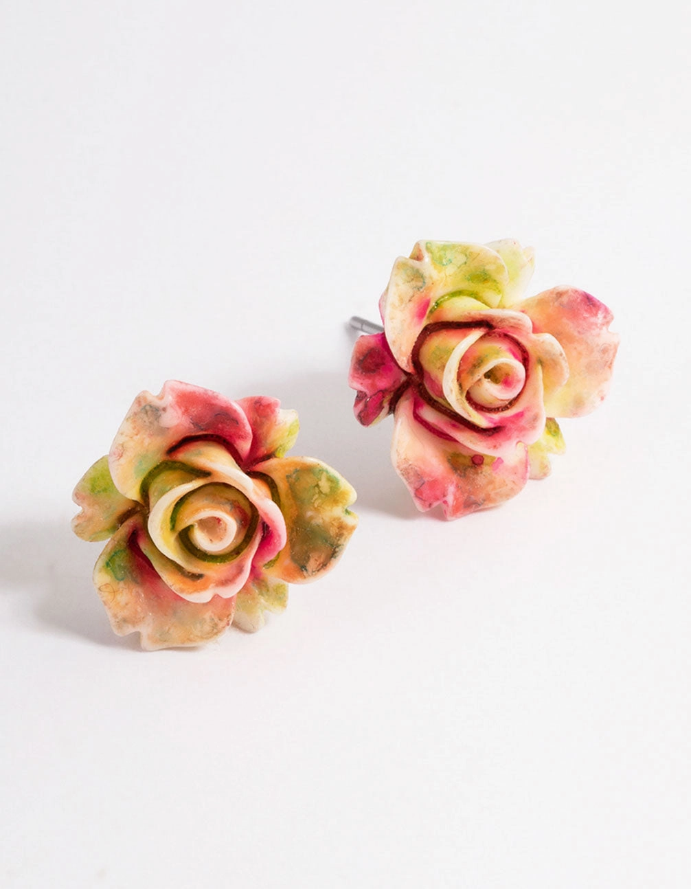Plastic Large Rose Stud Earrings Luxe Touch