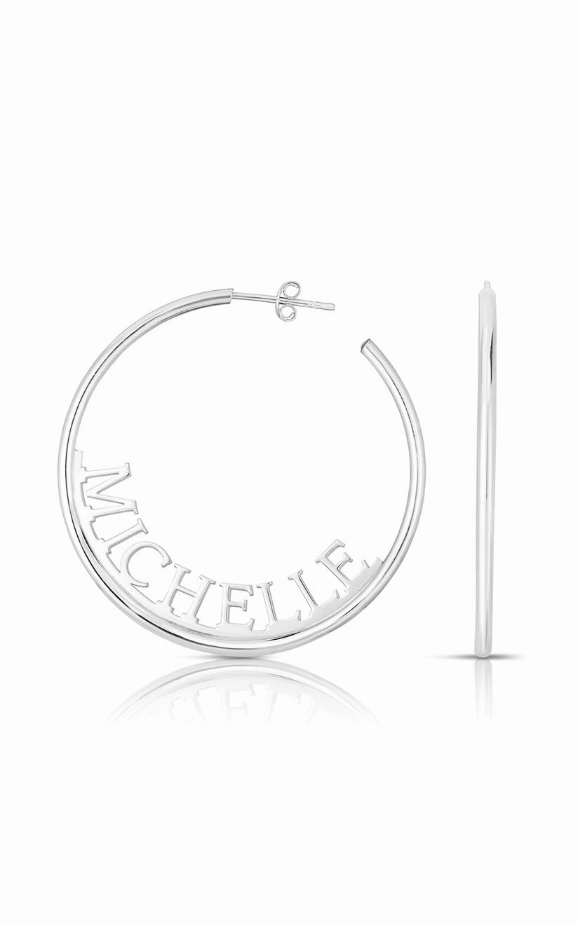 Radiant Jewelry Classic Duo Solid Block Name Hoop Earring