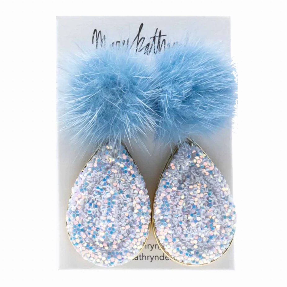 Glow Up Blue Lacey Puff Earrings