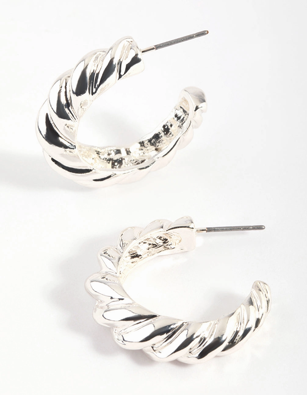 Silver Croissant Hoop Earrings Glamorous look
