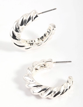 Silver Croissant Hoop Earrings Glamorous look