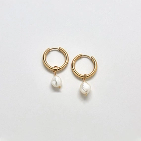 Gold Single Pearl Huggie Earrings - Best Seller Embellished Adornment