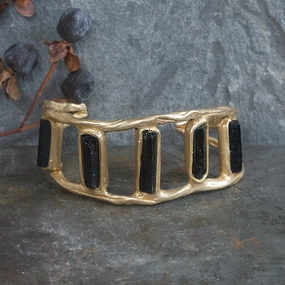 Opulent Design Timeless Impression Cosmic Cuff - Brass   Tourmaline