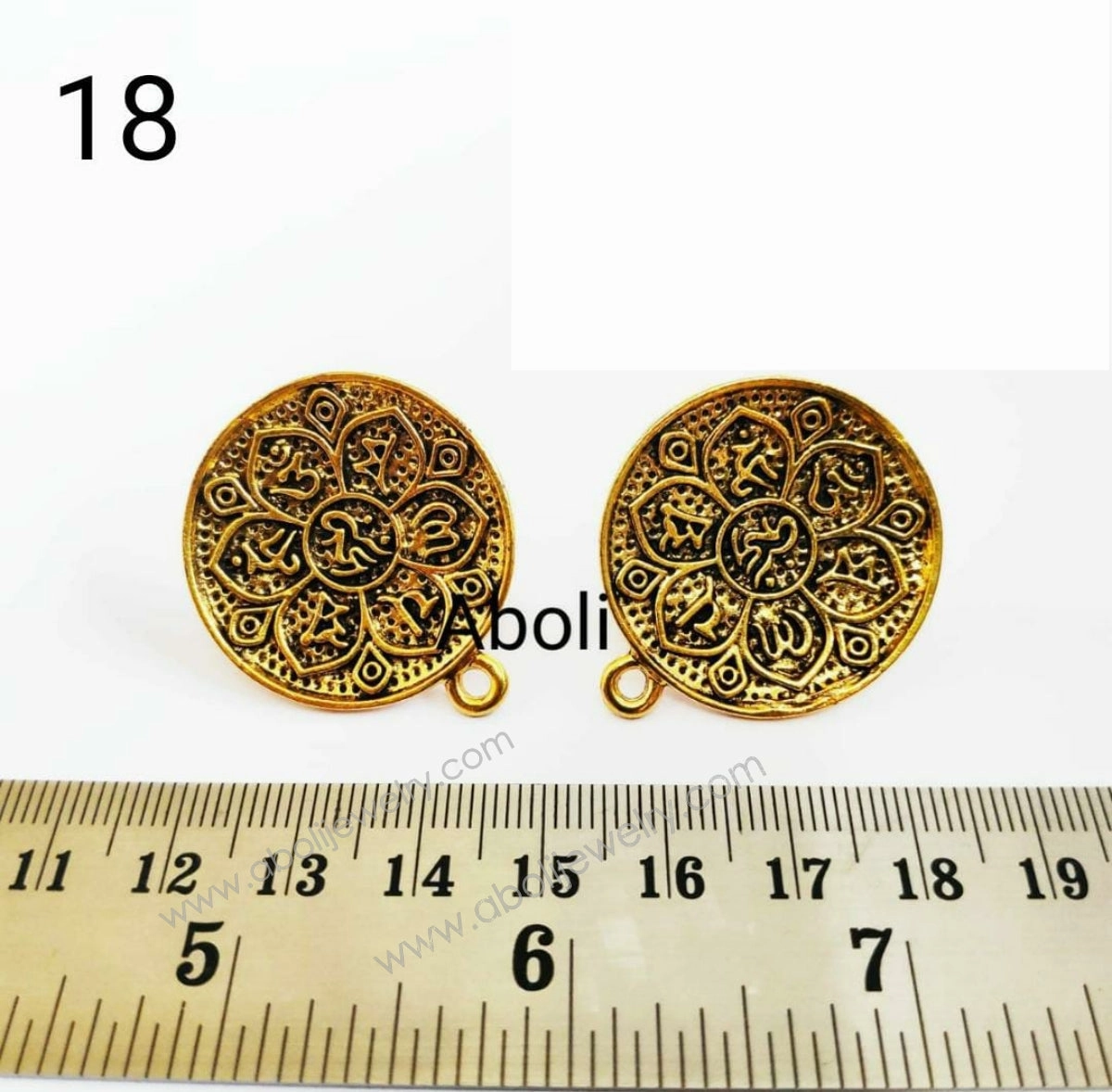 Brilliant Product Golden Om Mani Padme Hum Mantra medallion stud earrings findings ESG18