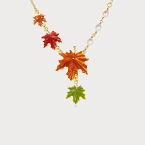 Maple Leaf Pearl Necklace Glamorous Detail Graceful Motion