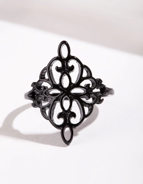 Urban Flair Black Filigree Ring