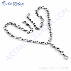 Trendy Jewelry Stunning Cubic Zirconia Gemstone 925 Silver Adjustable Necklace - Newest CZ Design