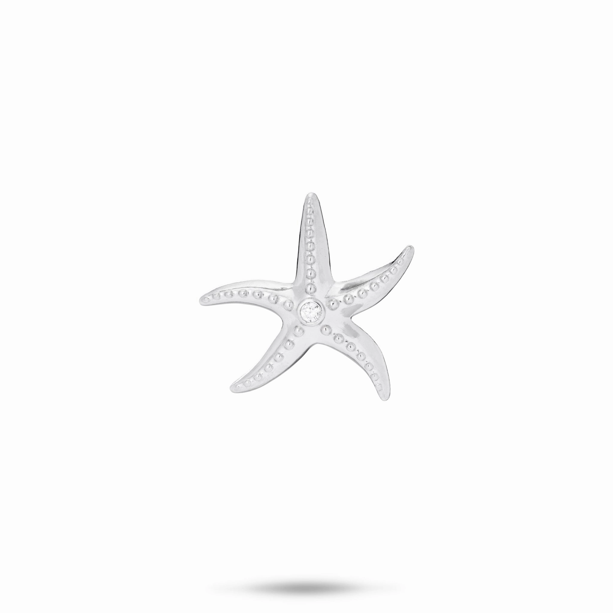 Stackable Piece Chic Detail Starfish Pendant in Sterling Silver with Cubic Zirconia- 18mm