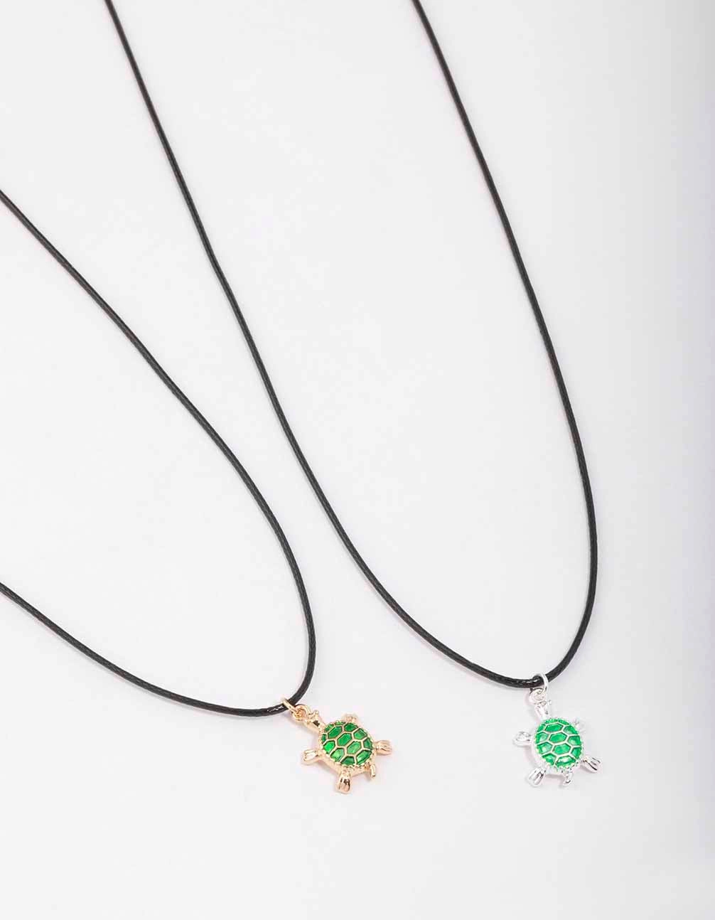 Mixed Metal Rope Turtle Necklace Precious Jewelry