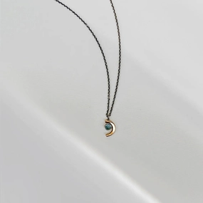 Lightweight Glam Crescent Necklace - 14k Gold-Fill, Sterling Silver   Moonstone