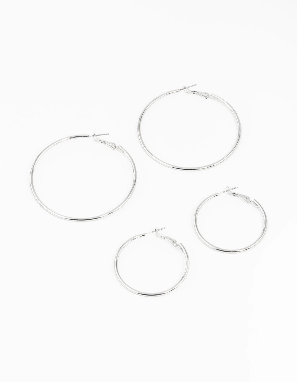 Glossy Vibe Sharp Silhouette Silver Mixed Hoop Earring Pack
