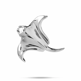 Amazing Jewelry Retro Accent Manta Ray Pendant in Sterling Silver - 30mm