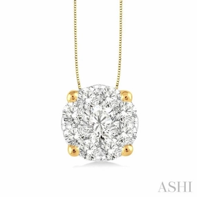 3/4 Ctw Lovebright Round Cut Diamond Pendant in 14K Yellow and White Gold with Chain Formal Accent