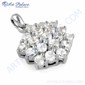 Anniversary Accent Trendy Style Stunning Sterling Silver Pendant with Charming Cubic Zirconia Gemstone