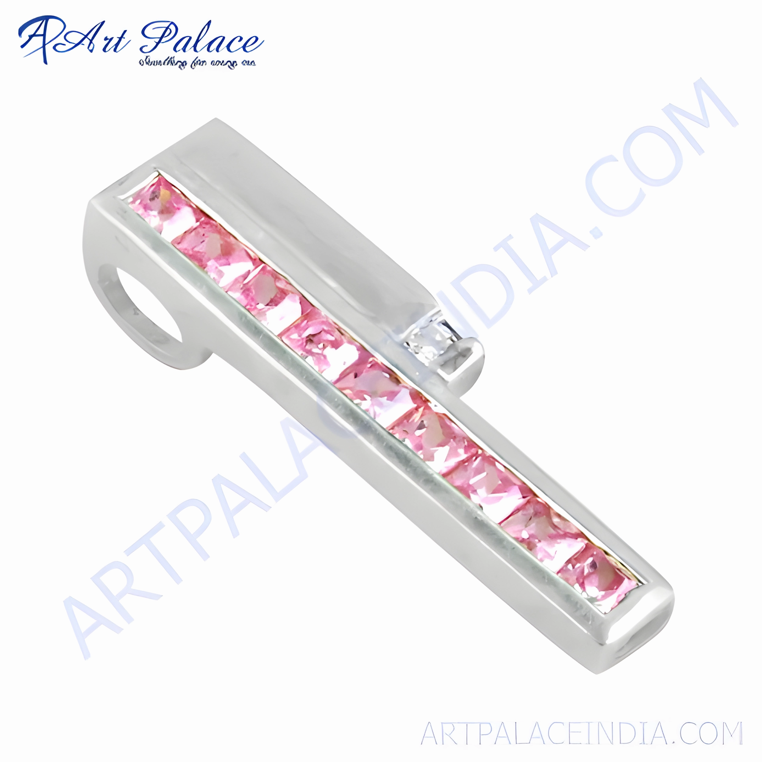 Pink Gemstone Silver Pendant - Fashion Accessories CZ Fresh Gift Pretty Present