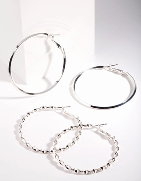Luxury Tone Fashion Shine Silver Ultimate Hoop Earring Pack