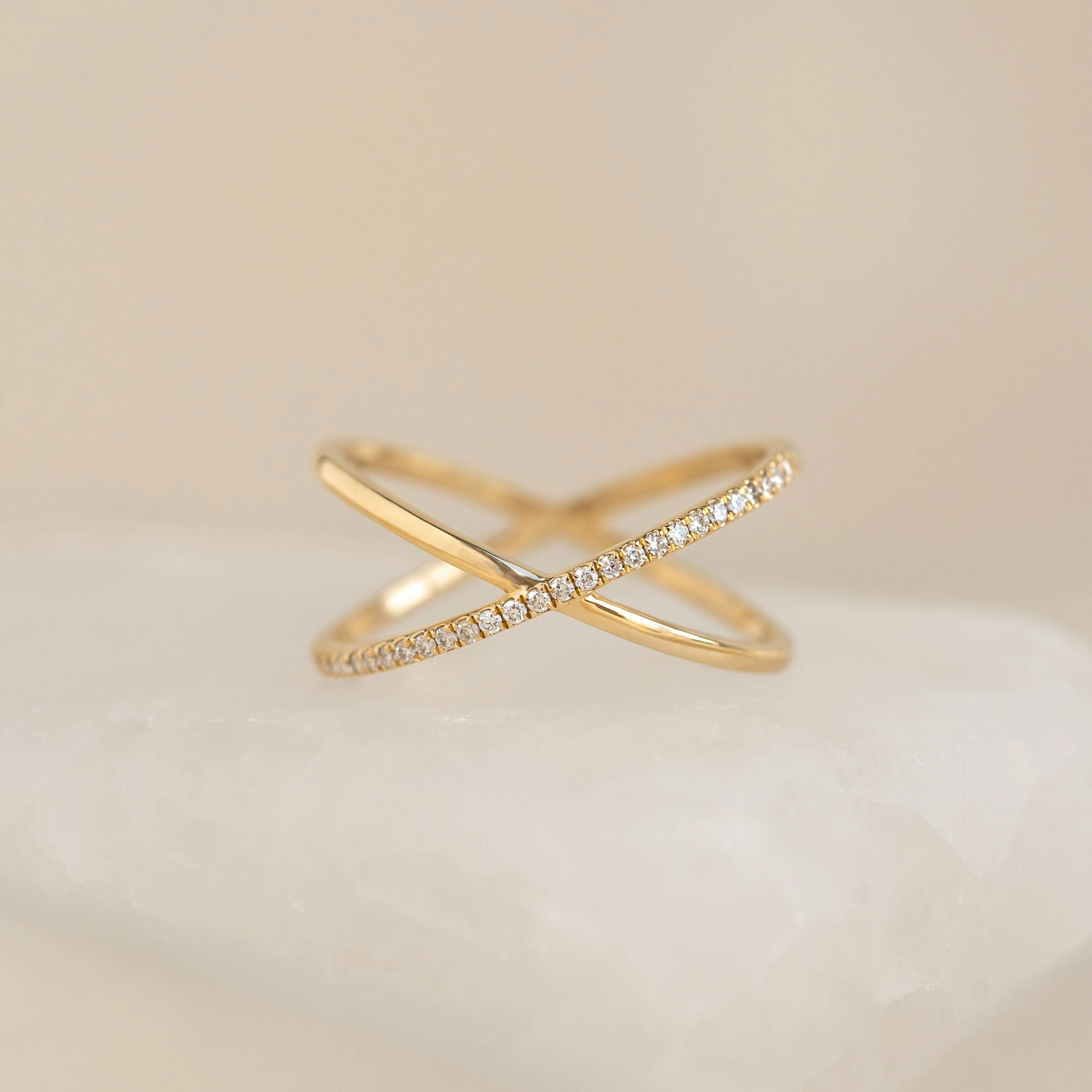 Criss Cross Half Eternity Diamond Ring - Nuria Fashionable Ornament