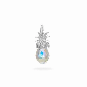 Crystal Pineapple Charm / Pendant in Sterling Silver Student Style