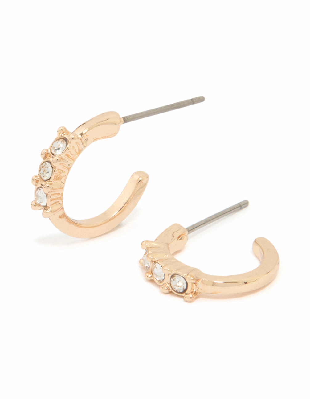 Gold Diamante Huggie Earrings Bridal Moment Elegant Vibe