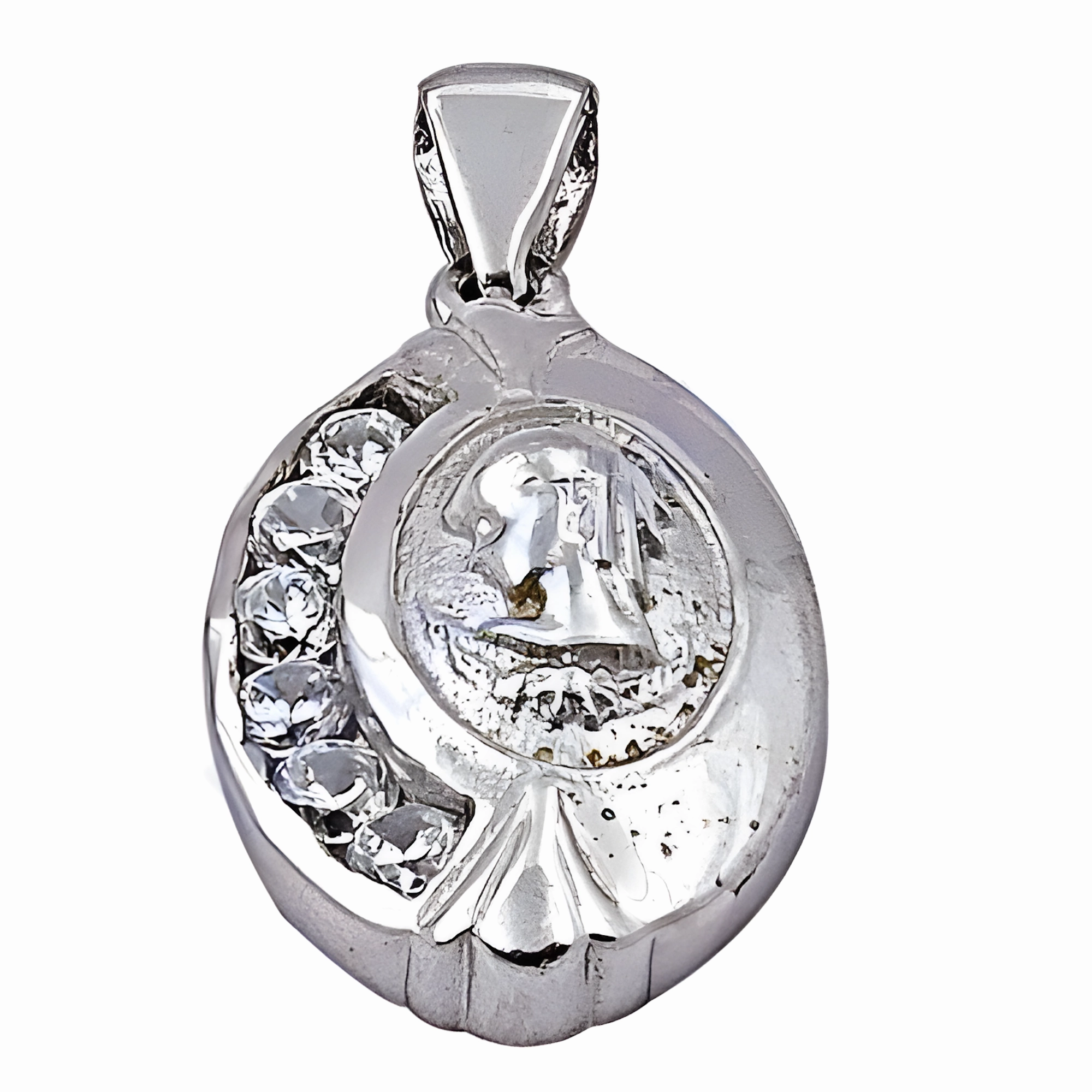 Vintage Accent Cubic Zirconia Gemstone 925 Sterling Silver Pendant | Handmade CZ Pendant