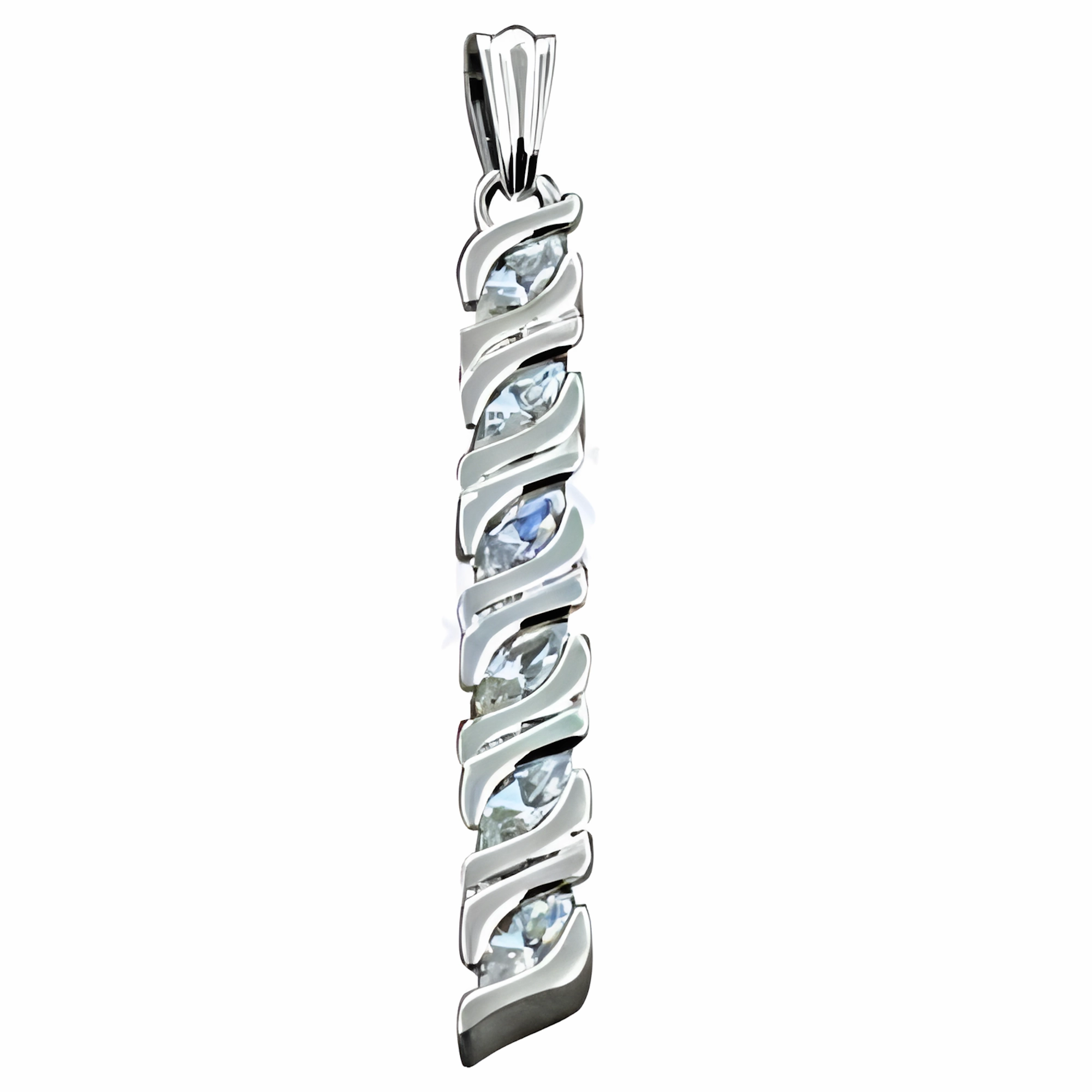 Linked Chain Cubic Zirconia Silver Pendant - 925 Sterling Silver Jewelry