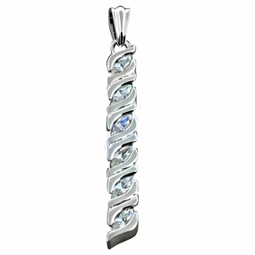 Linked Chain Cubic Zirconia Silver Pendant - 925 Sterling Silver Jewelry
