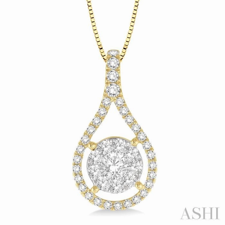 High-Quality Design Family Gift 5/8 Ctw Lovebright Round Cut Diamond Pendant in 14K Yellow and White Gold with Chain