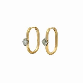 Fashionable Style Ornate Trinket 14ky Diamond Hoop Earrings