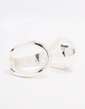 Natural Detail Opulent Glow Silver Plated Puffy Open Wrap Ring