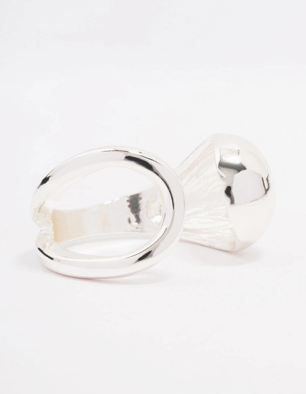 Natural Detail Opulent Glow Silver Plated Puffy Open Wrap Ring