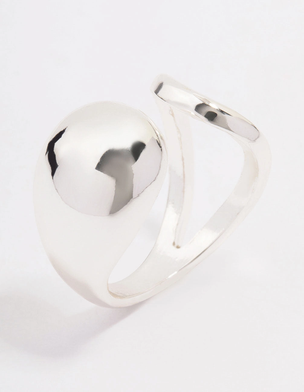 Classic Style Silver Plated Puffy Open Wrap Ring
