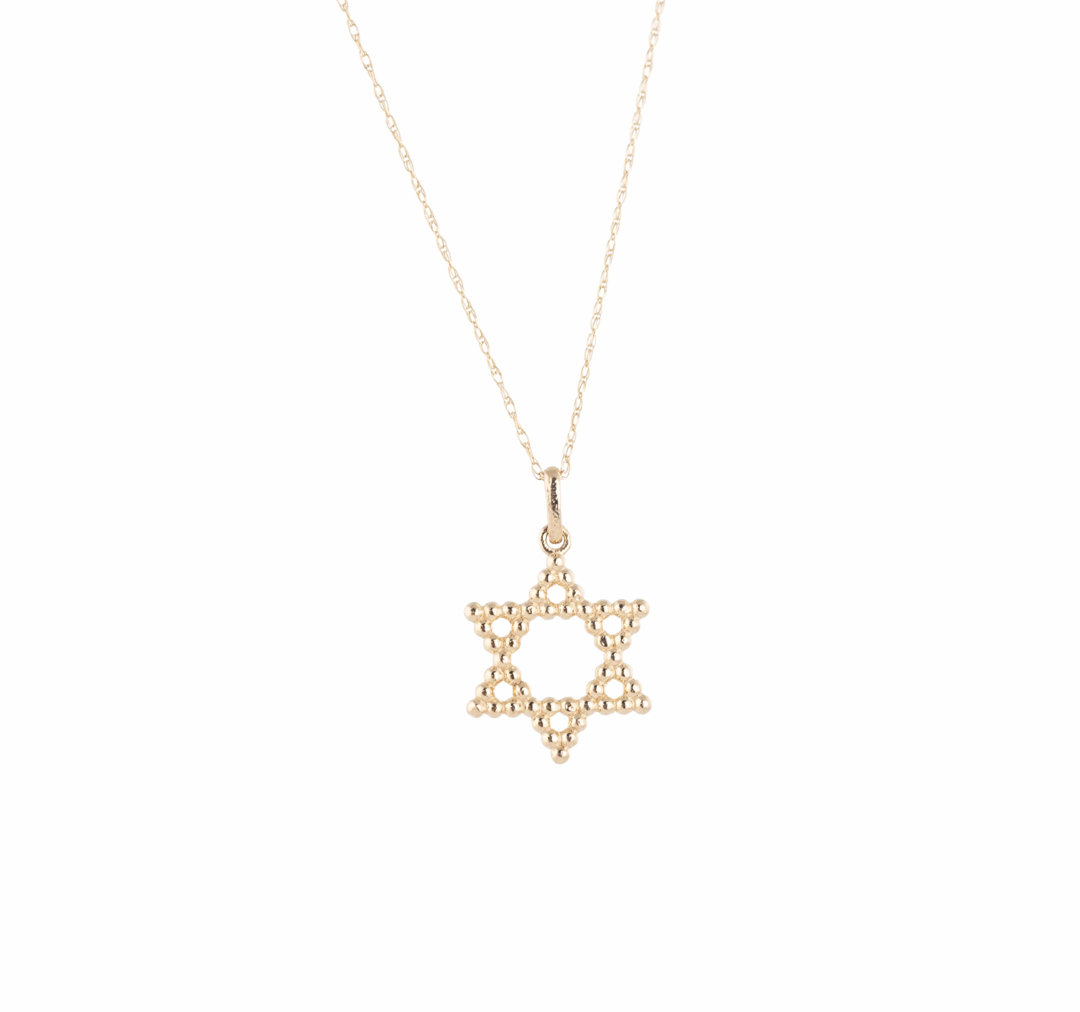 Minimalist Piece Distinctive Highlight Small Beaded Star of David - 14k Gold