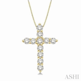 Vintage design Unique Design 1/4 Ctw Round Cut Diamond Cross Pendant in 14K Yellow Gold with Chain