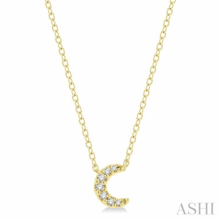 1/20 Ctw Crescent Round Cut Diamond Petite Fashion Pendant With Chain in 10K Yellow Gold Daily Gift Glamorous Mood