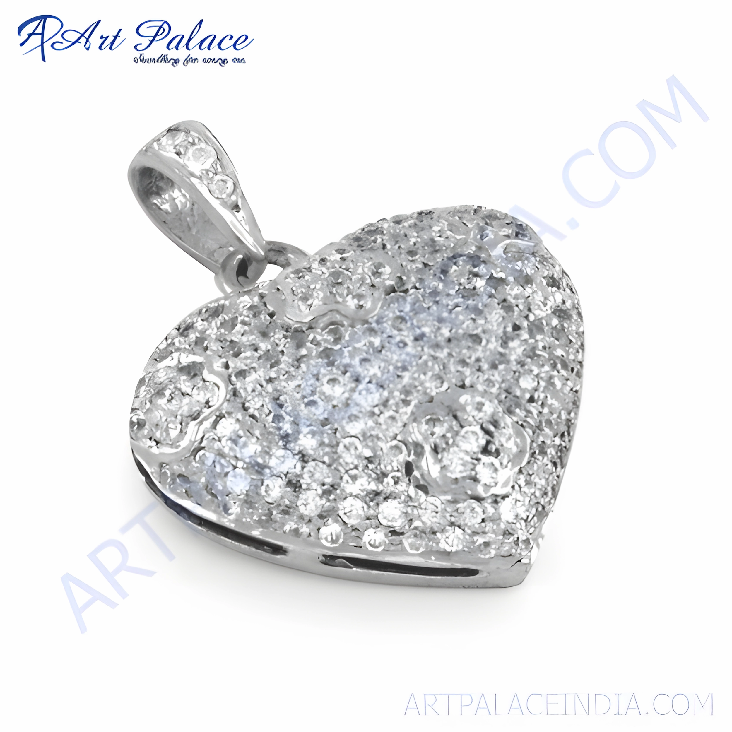 Trendy Look Sparkling Detail Cute Heart Style Cubic Zirconia Gemstone 925 Silver Pendant - Elegant Jewelry