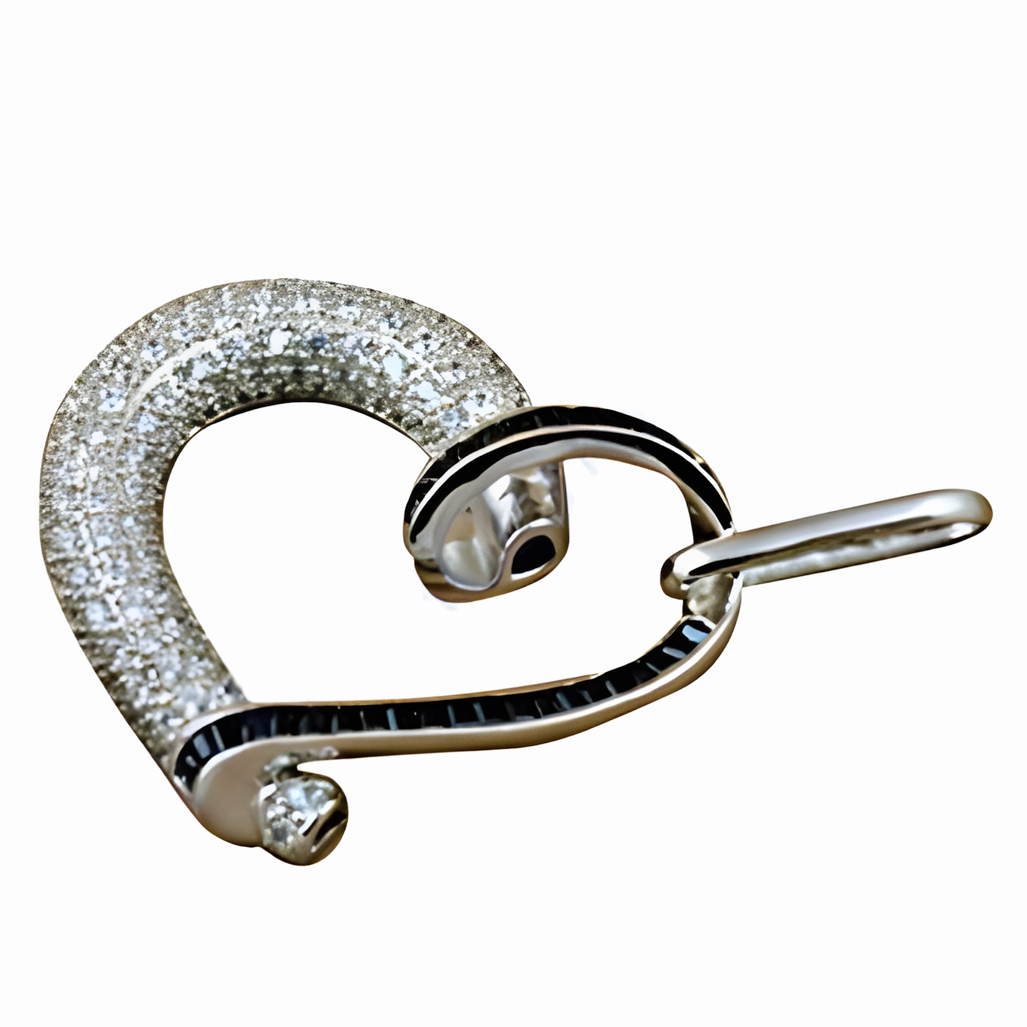 Youth Style Minimal Gift Cute Heart Style Gemstone Pendant with Cubic Zirconia & Black Onyx