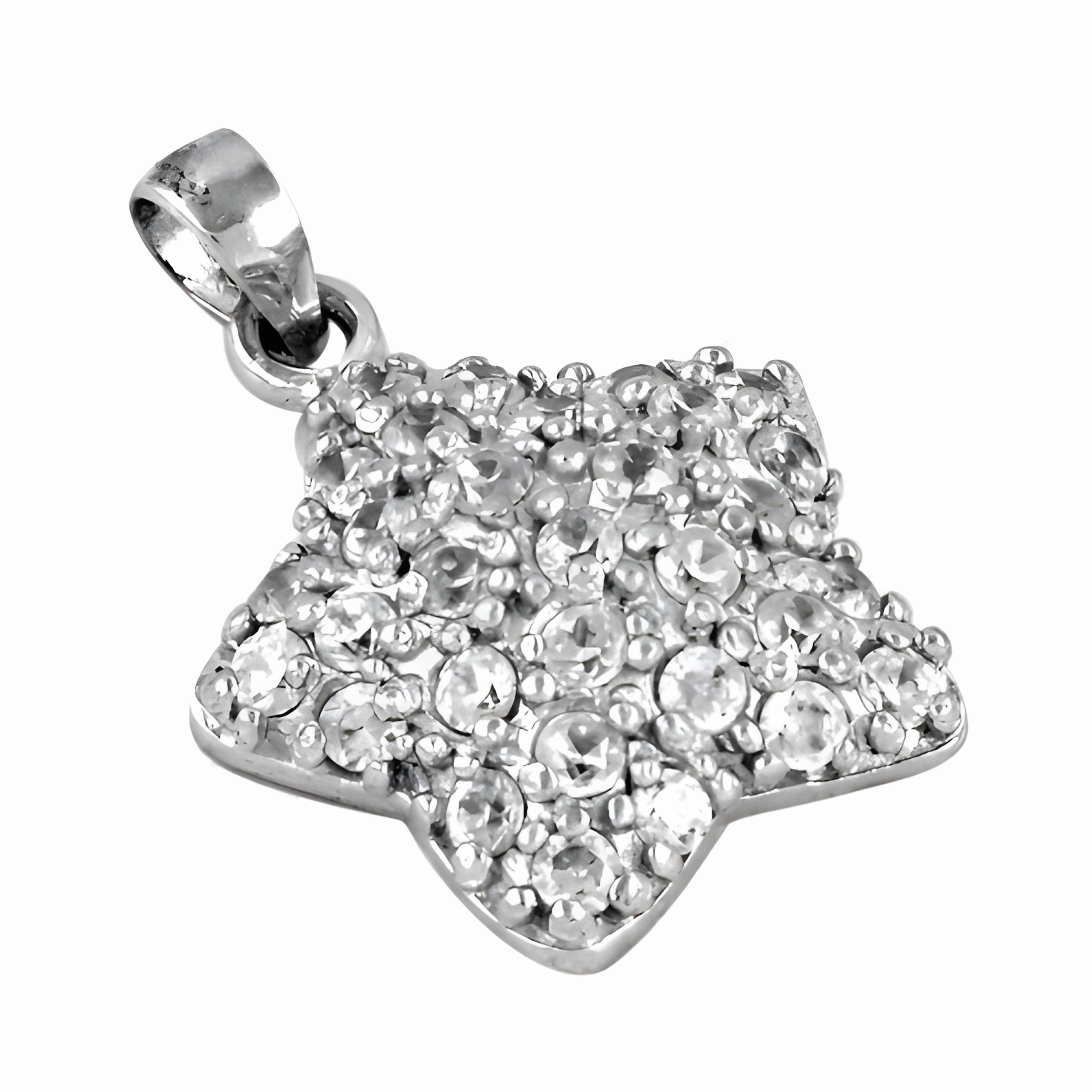 Chain Accessory Special Occasion Cute Star Style Cubic Zirconia Gemstone Silver Pendant