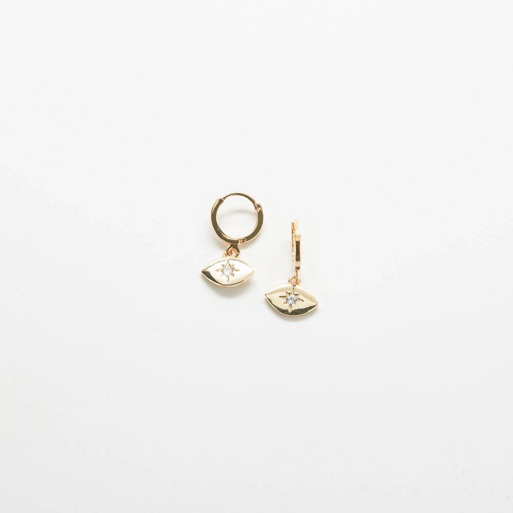 Delicate Item CZ Gold Eye Huggie Earrings
