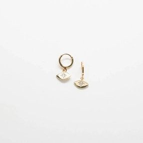 Delicate Item CZ Gold Eye Huggie Earrings