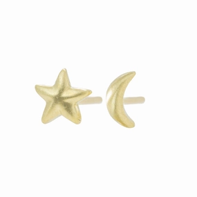 18k Golden Celestial Studs - 18k Gold Stylish Style Lush Accent