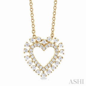 Travel Present 1/4 Ctw Heart Round Cut Diamond Fashion Pendant With Chain in 10K Yellow Gold