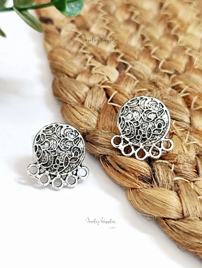 Oxidized silver round stud earring components earrings findings ESS201 Premium Must-Have