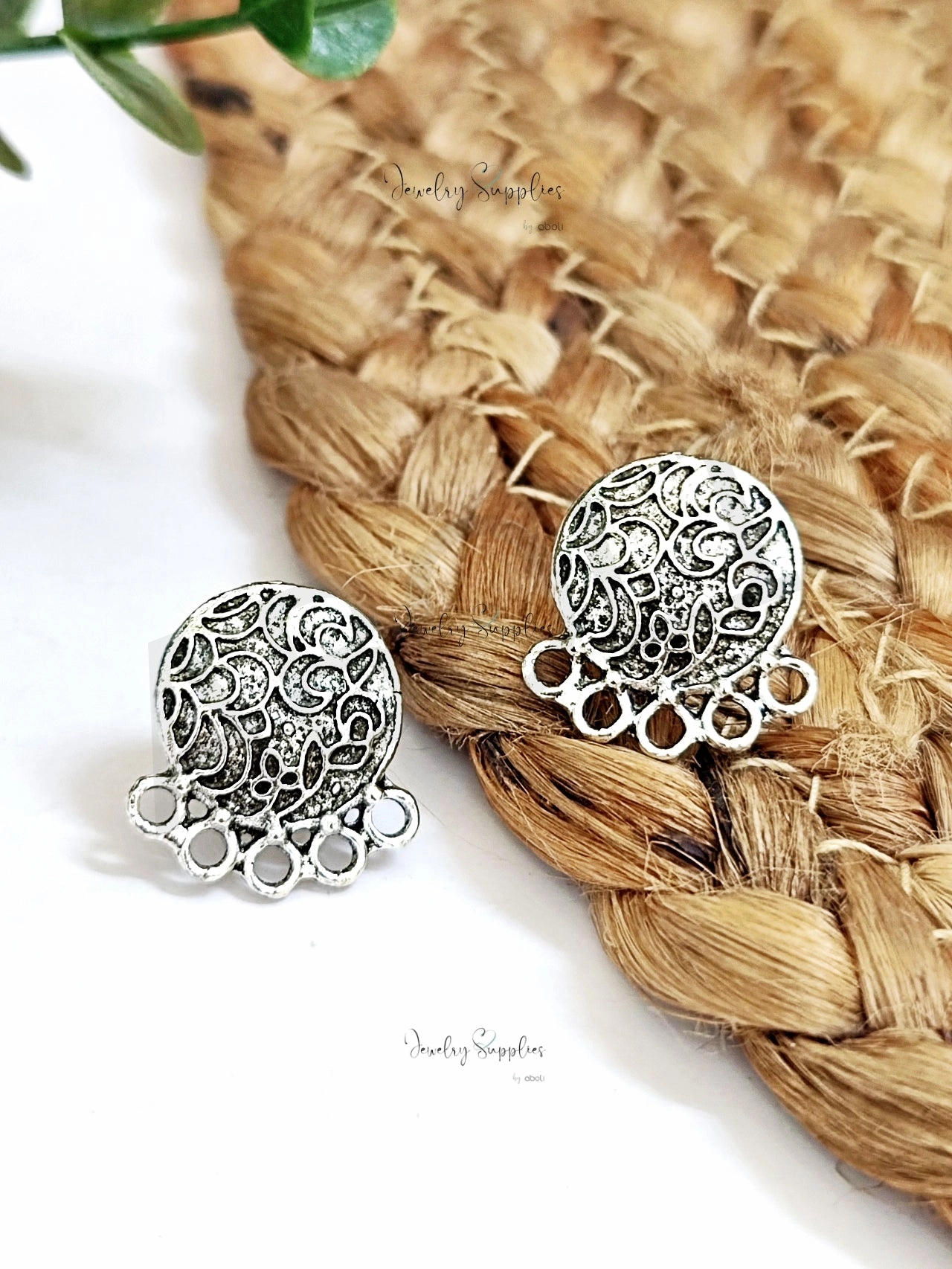 Oxidized silver round stud earring components earrings findings ESS201 Premium Must-Have