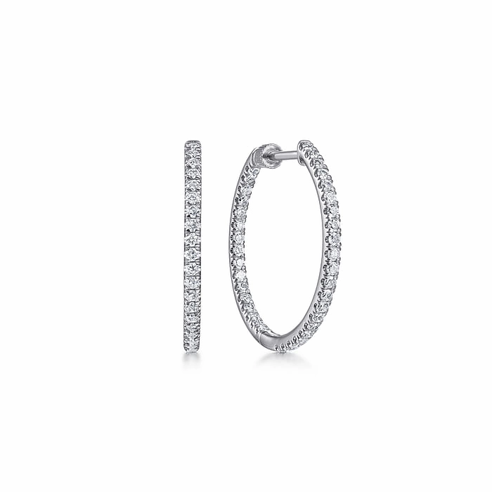 Modern Choice 14kw French Pave 20mm Round Inside Out Diamond Hoop Earrings